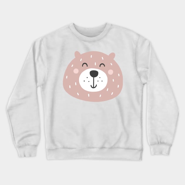 Cute Smiling Pink Bear Crewneck Sweatshirt by greenoriginals